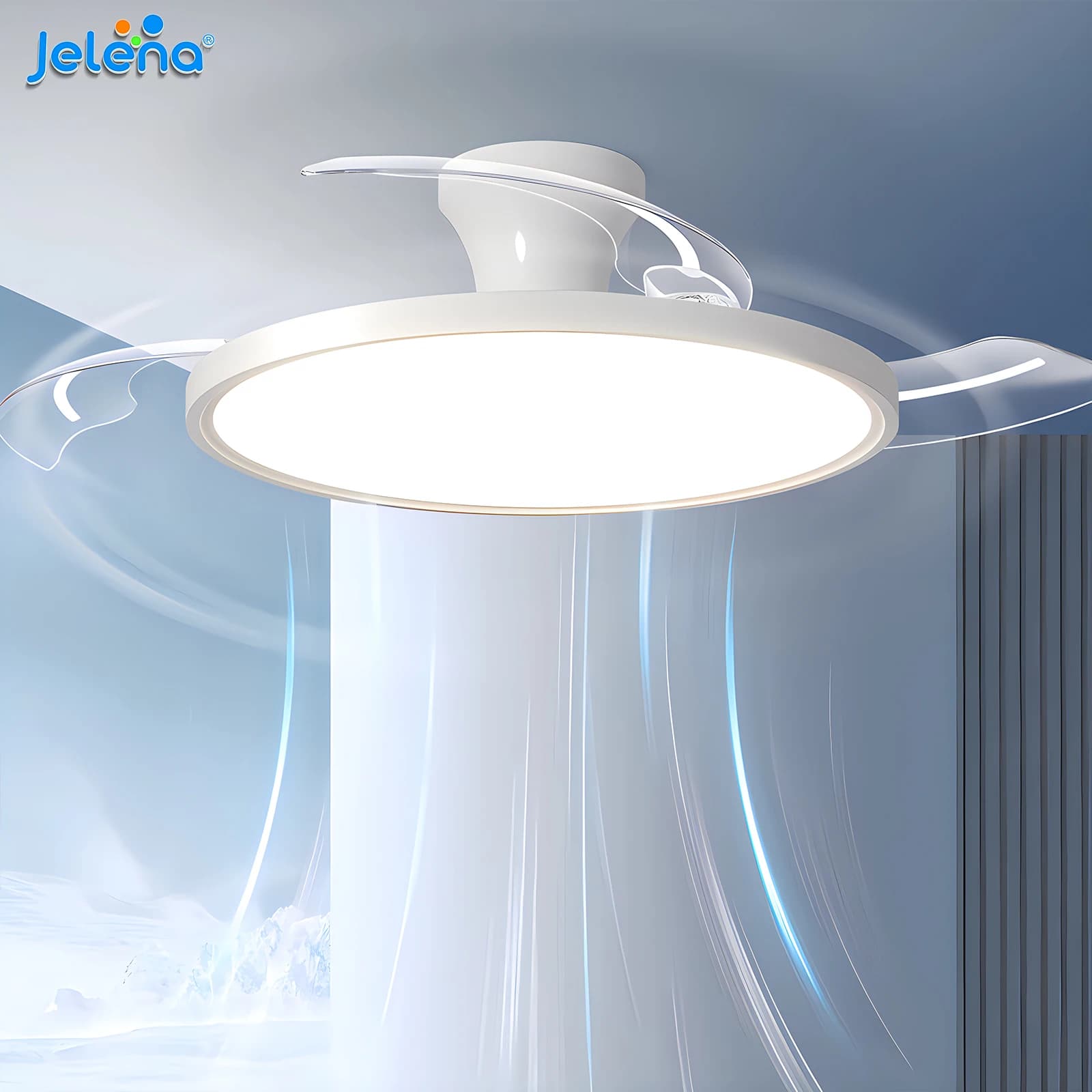 Ceiling Fans With Ultra Thin Semi-Visible Adjustable Fan Blade APP With RC Dimmable Lounge Bedroom Decoration LED Ceiling Light