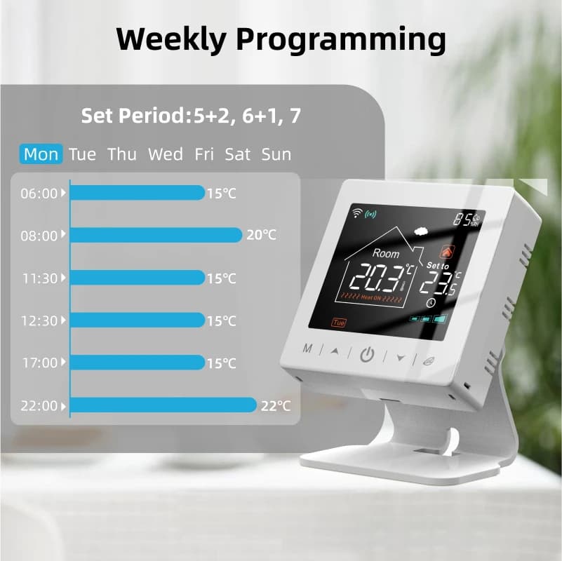 Smart home Wifi thermostat tuya RF wireless gas boiler heating programmable room temperature remote controller with alexa google