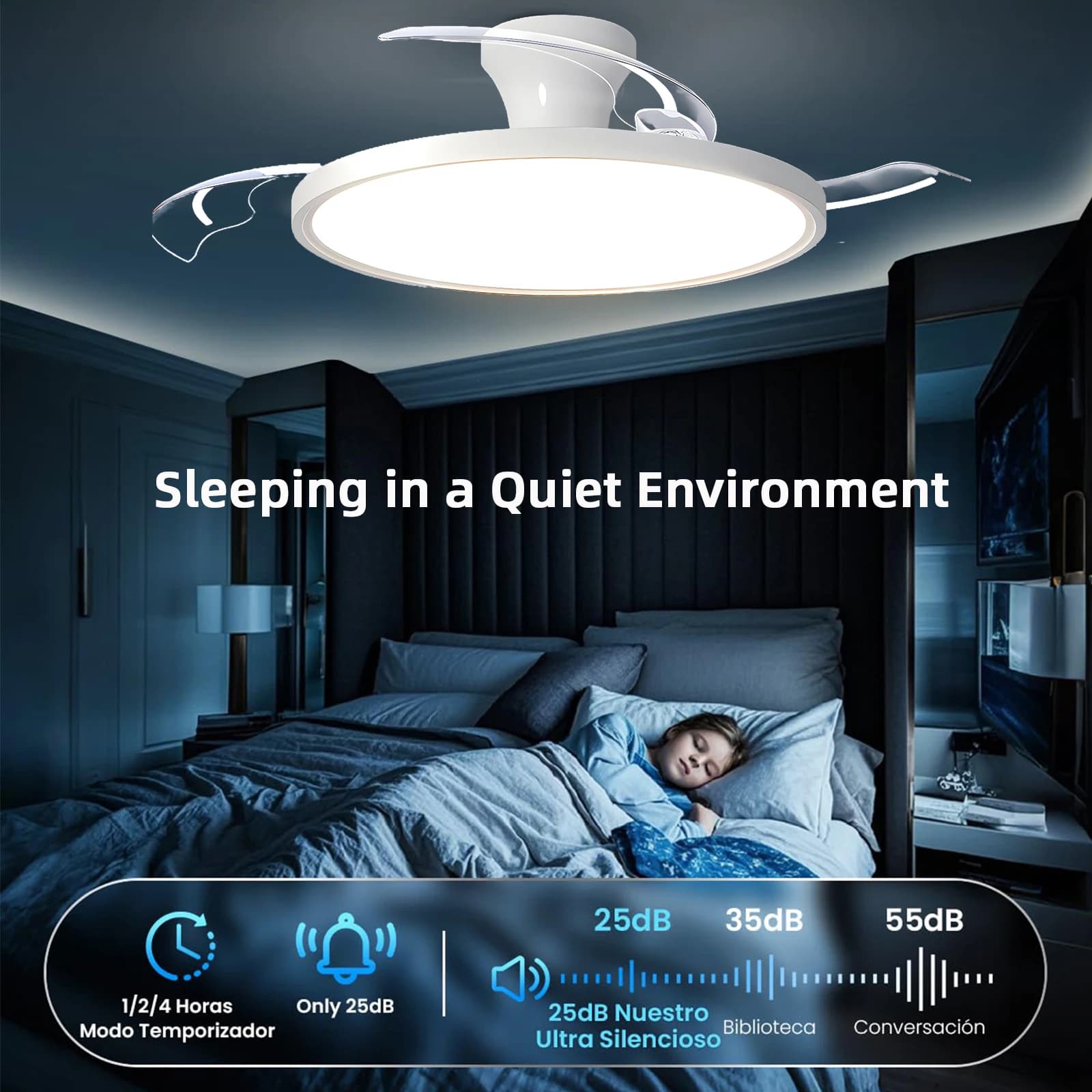 Ceiling Fans With Ultra Thin Semi-Visible Adjustable Fan Blade APP With RC Dimmable Lounge Bedroom Decoration LED Ceiling Light