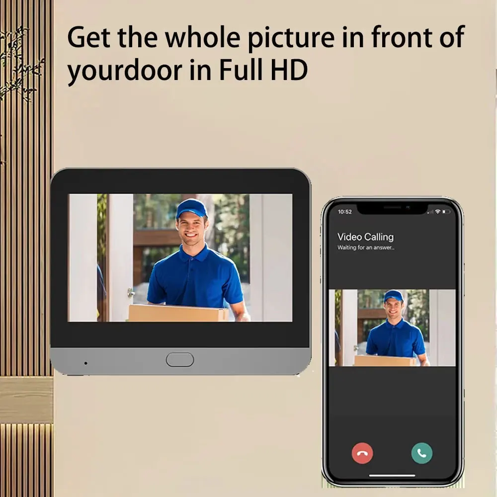 5MP WiFi Video Door Peephole Camera Doorbell Viewer with LCD Monitor Night Vision Tuya APP Control for Apartment Home Security