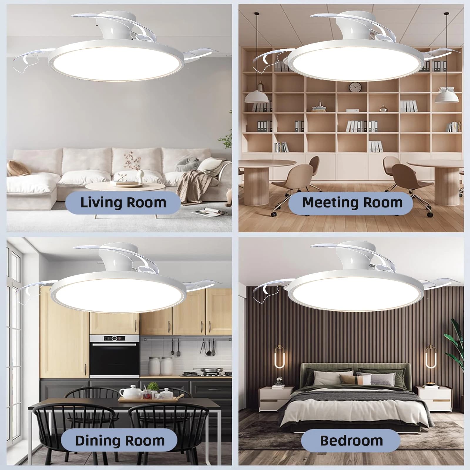 Ceiling Fans With Ultra Thin Semi-Visible Adjustable Fan Blade APP With RC Dimmable Lounge Bedroom Decoration LED Ceiling Light
