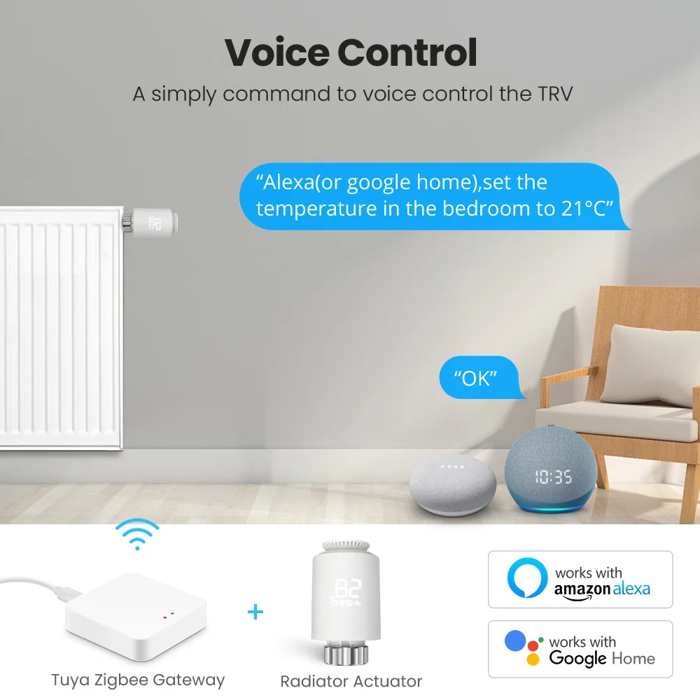 Tuya ZigBee Wifi Radiator Actuator Smart TRV Thermostatic Valve Temperature Controller For Alexa Google Home