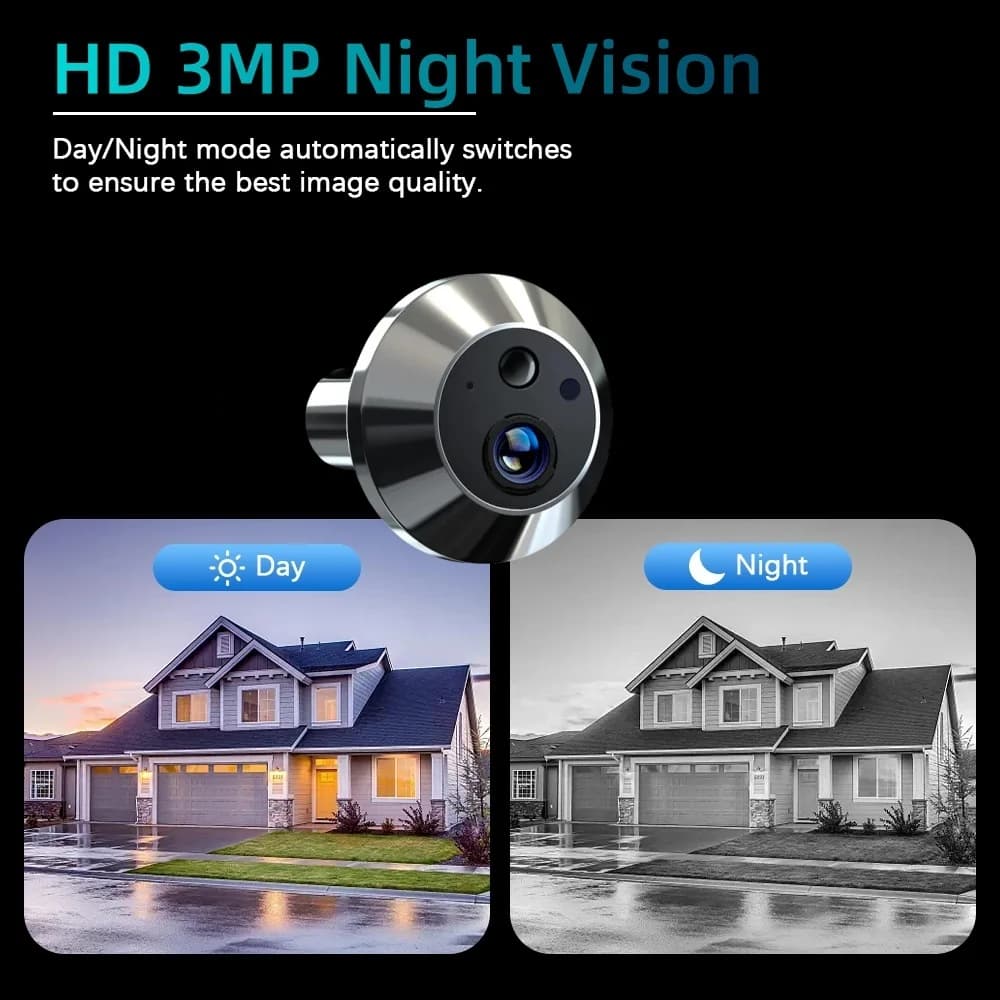 Smart Life Home Security Wireless 2.4G Wifi 3MP Peepholes Door Eye Tuya PIR detection Video Door Camera With 4.3 inch Screen