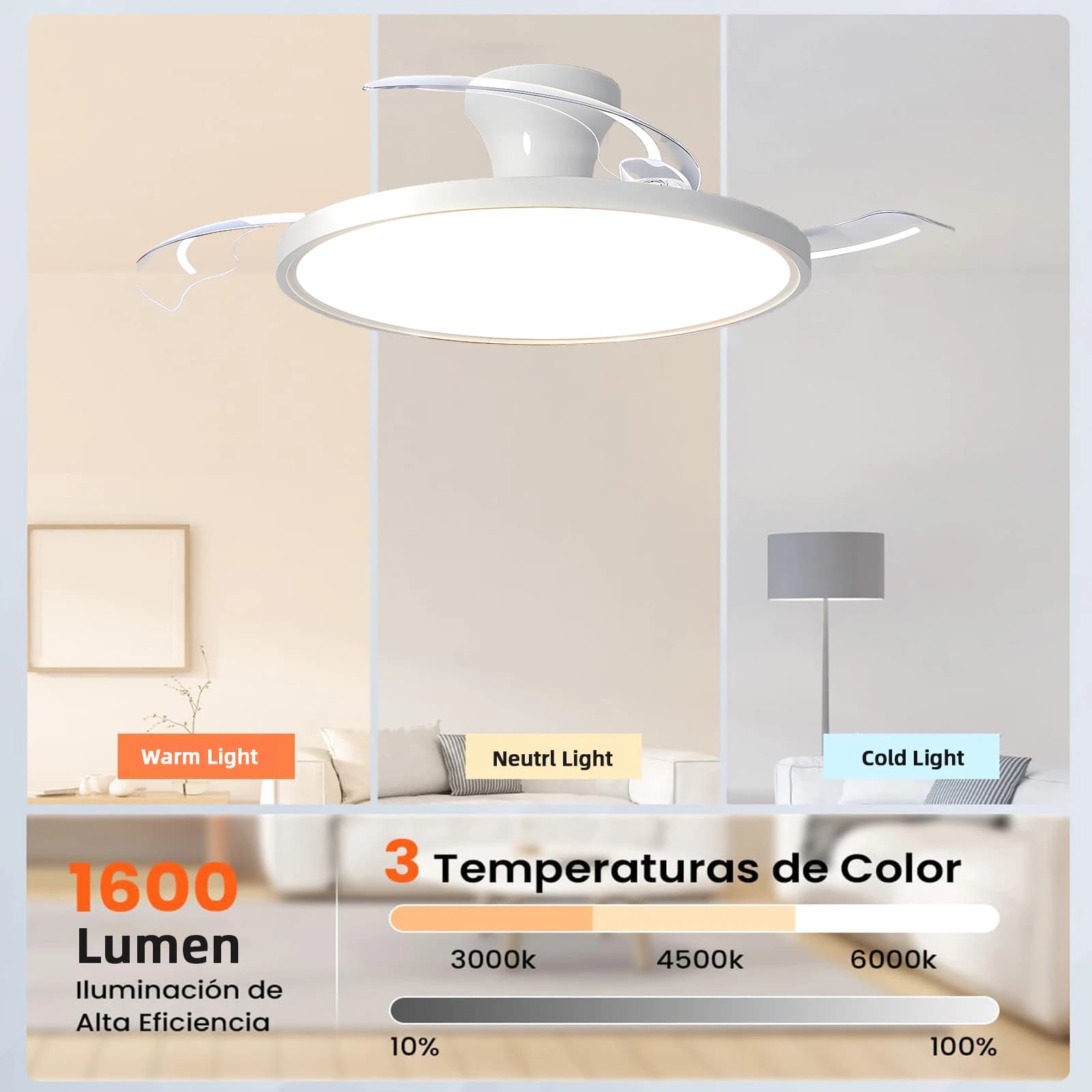 Ceiling Fans With Ultra Thin Semi-Visible Adjustable Fan Blade APP With RC Dimmable Lounge Bedroom Decoration LED Ceiling Light